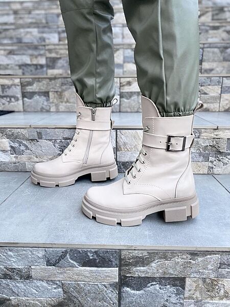 Ботинки женские M. KRAFT K-60 бежевые зима кожа натуральная