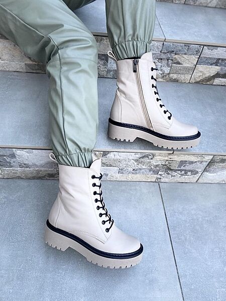 Ботинки женские M. KRAFT A22  мокко бежевые зима кожа натуральная