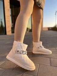 Угги женские LONZA 218-28F бежевые зима кожа натуральная