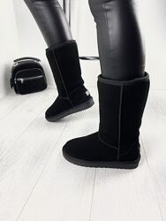 Угги женские ITTS 5815 чёрные зима замш натуральный