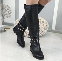 Сапоги женские NIVELLE 5466/2517 чёрные зима евро-мех кожа натуральная