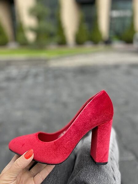 Туфлі жіночі Seastar LE018 червоні весна-осінь оксамит