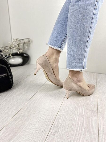 Туфлі жіночі SEE SEVEN 809/6036 пудра весна-осінь натуральна замша