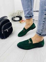 Туфлі жіночі RONE 1056 зелені весна-осінь натуральна замша
