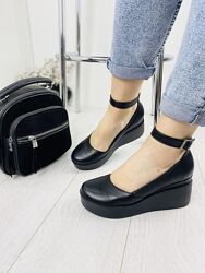 Туфлі жіночі Т-літо чорні осінь-весна натуральна шкіра