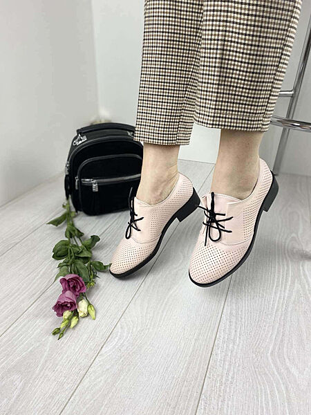 Туфлі жіночі VIKTTORIO 222 пудра весна-літо, шкіра натуральна 3134