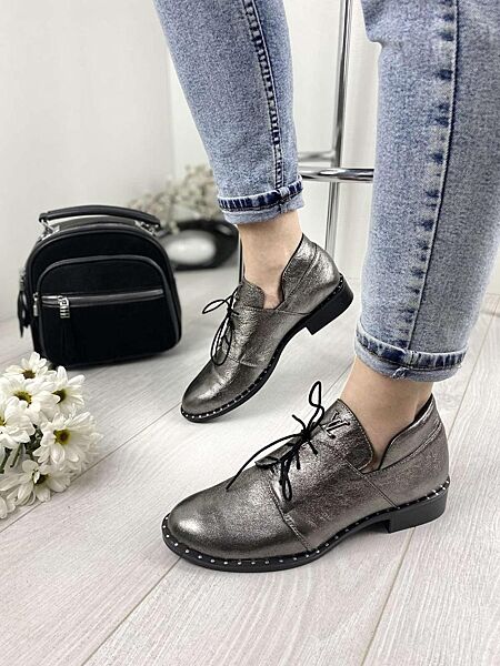 Туфлі жіночі Sothby &acutes T-586/2 срібло весна-осінь шкіра натуральна