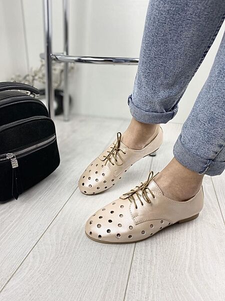 Туфлі жіночі BOGATKO 8110 пудра весна-літо, шкіра натуральна 3385