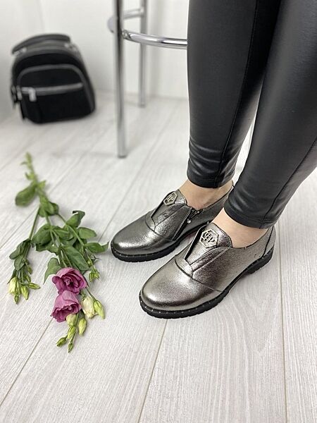 Туфлі жіночі D and V 2708 срібло весна-осінь шкіра натуральна