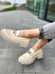 Туфлі жіночі GREMMY 200/1 сереб. цепь бежеві весна-осінь, шкіра натуральна