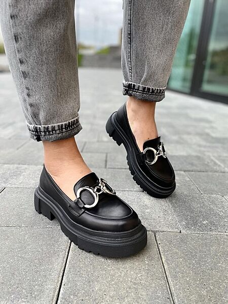 Туфлі жіночі 793K-1-21AP чорні весна-осінь натуральна шкіра