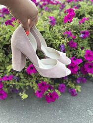 Туфлі жіночі SEE SEVEN 288 пудра весна-осінь натуральна замша