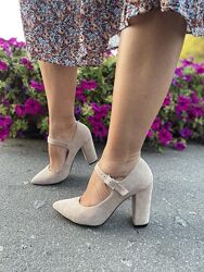 Туфлі жіночі SEE SEVEN 283/9534 пудра весна-осінь натуральна замша