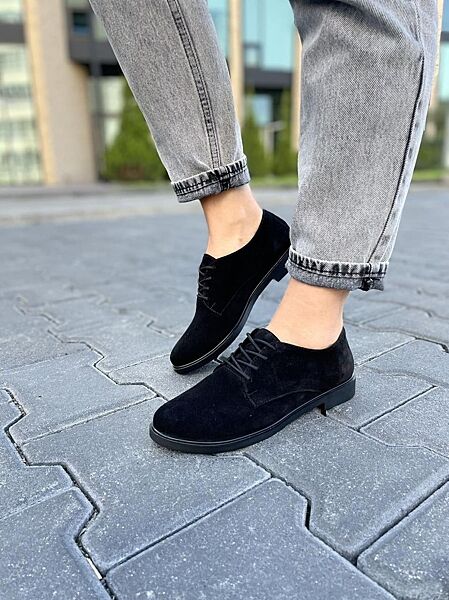 Туфлі жіночі RONE ST 1012 чорні весна-осінь, замша натуральна 2673 37р.38р.