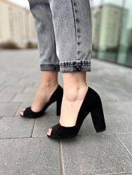 Туфлі жіночі SEE SEVEN 288/9534 чорні весна-осінь, замша натуральна 3536 35