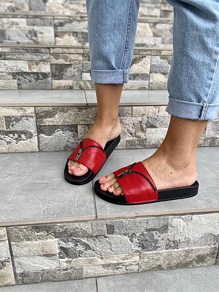 Шльопанці жіночі Flex ST31219 червоні літо шкіра натуральна