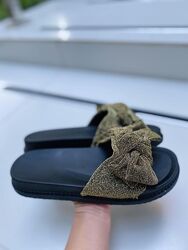 Шльопанці жіночі 954 зелені літо, тканина