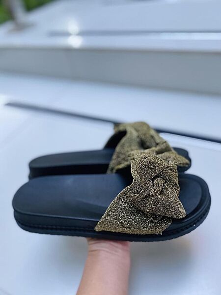 Шльопанці жіночі 954 зелені літо, тканина