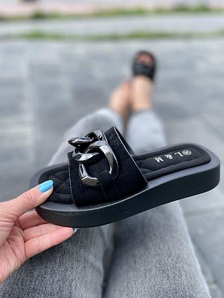 Шльопанці жіночі L&M 9120-36 чорні літо, еко-шкіра 5049 36-41