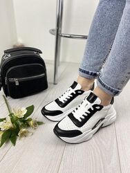Кросівки жіночі EMELI 913/4 ST білий. перфоров. чорні весна-осінь натуральн
