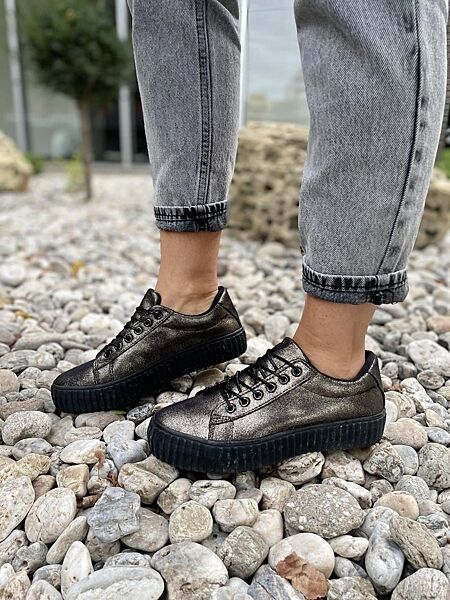 Кеди жіночі Linix AN9216 золото весна-осінь еко-шкіра з напиленням