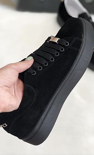 Кросівки жіночі KENTO 2171 чорні весна-осінь замша натуральна