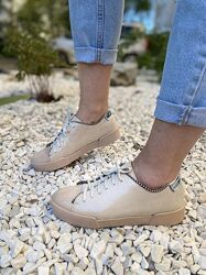 Сліпони жіночі D and V 2038 пудра весна-осінь шкіра-сатин, натуральна