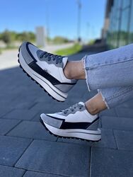 Кросівки жіночі OLLI T-2-Атиа білий/сірий весна-осінь, шкіра натуральна 504
