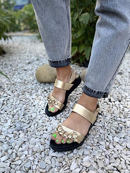 Боссоножки 5501-4 літо, екошкіра, золотий