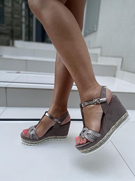 Босоніжки жіночі SMALL SWAN FE326 капучіно літо, еко-замша 942 36р.37р.40р.