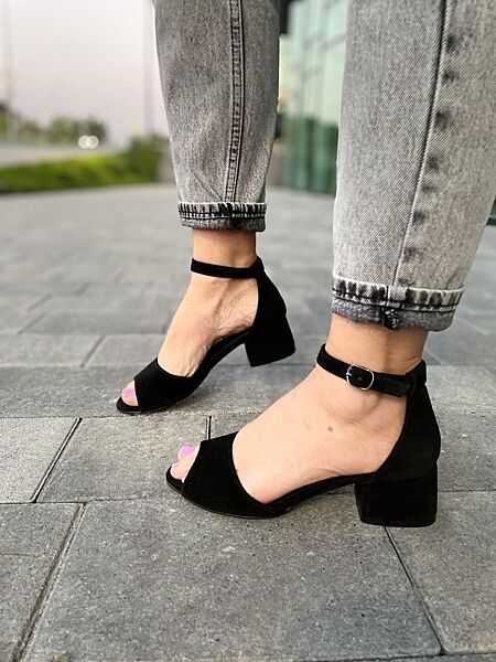 Босоніжки жіночі NIVELLE 1468/4015-4053 чорні літо, замша натуральна 5011 л