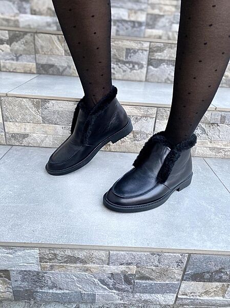 Черевики жіночі Daragani L24 чорні зима, шкіра натуральна 4243