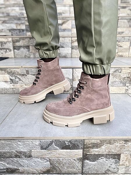 Черевики жіночі M. KRAFT 2838 пудра зима, замша натуральна 4287