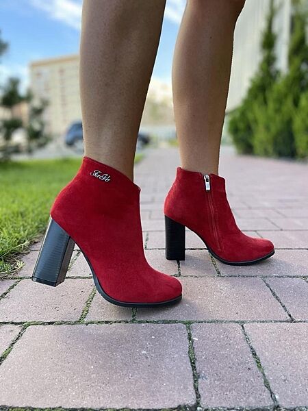 Черевики жіночі 95 червоні весна-осінь, замша натуральна 2570