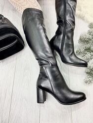Чоботи жіночі STEPTER 6767 чорні зима, шкіра натуральна 2881 35-40