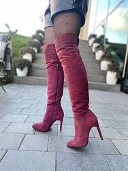 Ботфорти жіночі NIVELLE 5261 10502 бордові весна-осінь, замша натуральна