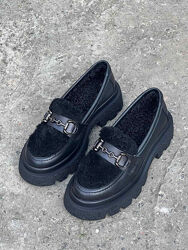 Туфлі жіночі Arcoboletto 21 чорні зима євро-хутро, шкіра натуральна 5278 36