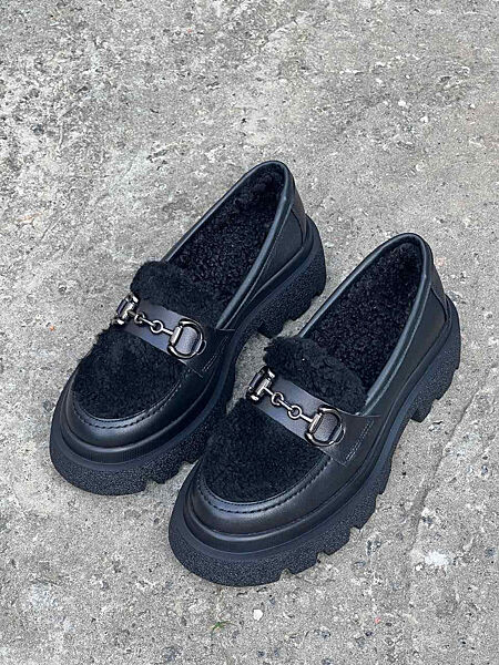 Туфлі жіночі Arcoboletto 21 чорні зима євро-хутро, шкіра натуральна 5278 36