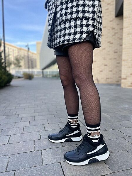 Кросівки жіночі DITAS MK-48 чорний/білий зима, шкіразамша натуральна 5312 3