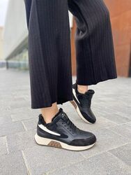 Кросівки жіночі DITAS MK-48 чорнікофе зима, шкіразамша натуральна 5292 38р.