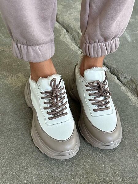 Кросівки жіночі MOLLY 250 капучіно/білі зима, шкіра натуральна 5323 37р.38р