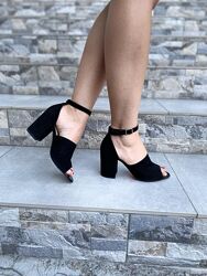 Босоножки женские STEPTER 6420 черные лето, замша натуральная 3788