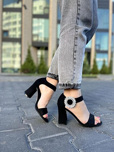 Босоножки женские MISSKA D287-V2340 черные лето, эко-замша 4451