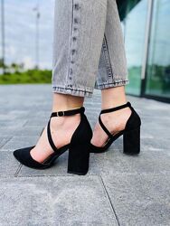 Босоножки женские SEASTAR NC900 черные лето, эко-замша 4114