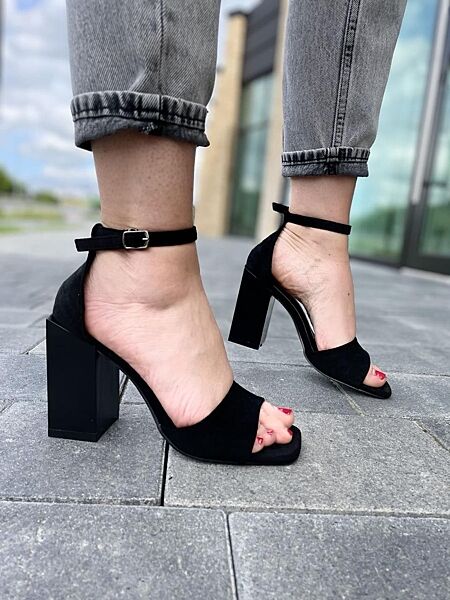 Босоножки женские VIKA 155-3 черные лето, эко-замша 5058