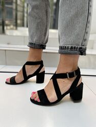 Босоножки женские SANTINI 439254-21 черные лето, замша натуральная 3785