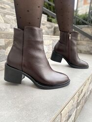 Черевики жіночі INJERS 583 коричневі весна-осінь, шкіра натуральна 1124