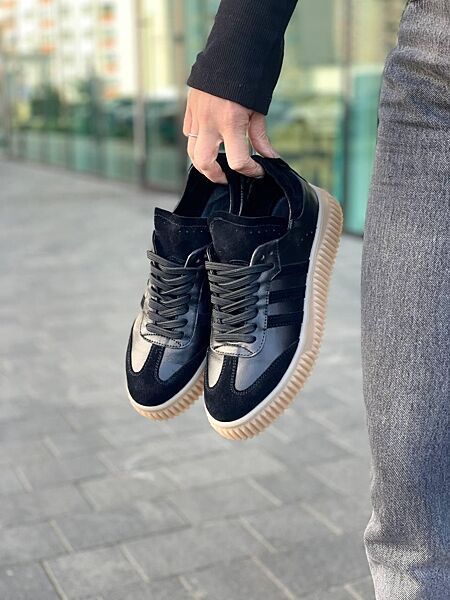 Кеди жіночі Dino Vittorio 2408/4121/250 чорні весна-осінь, шкіразамша натур