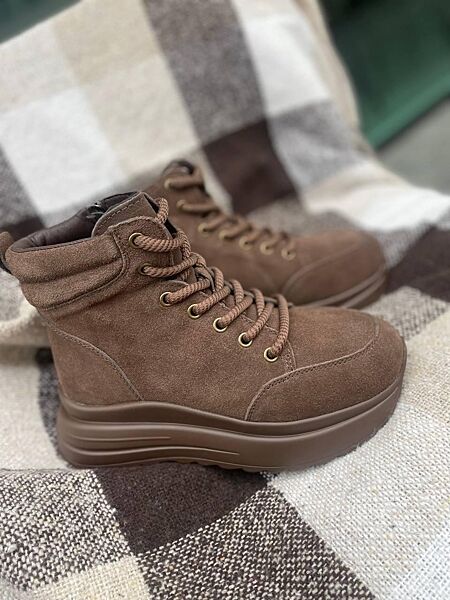 Кросівки жіночі ITTS CE083-24 шоколадні зима, замша натуральна 5684