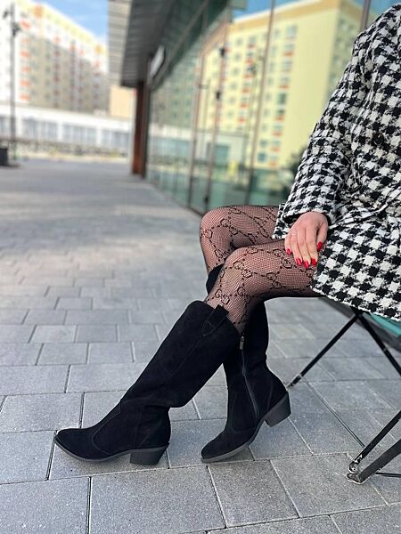 Чоботи жіночі EDAN K/B чорні зима євро-хутро, замша натуральна 5671